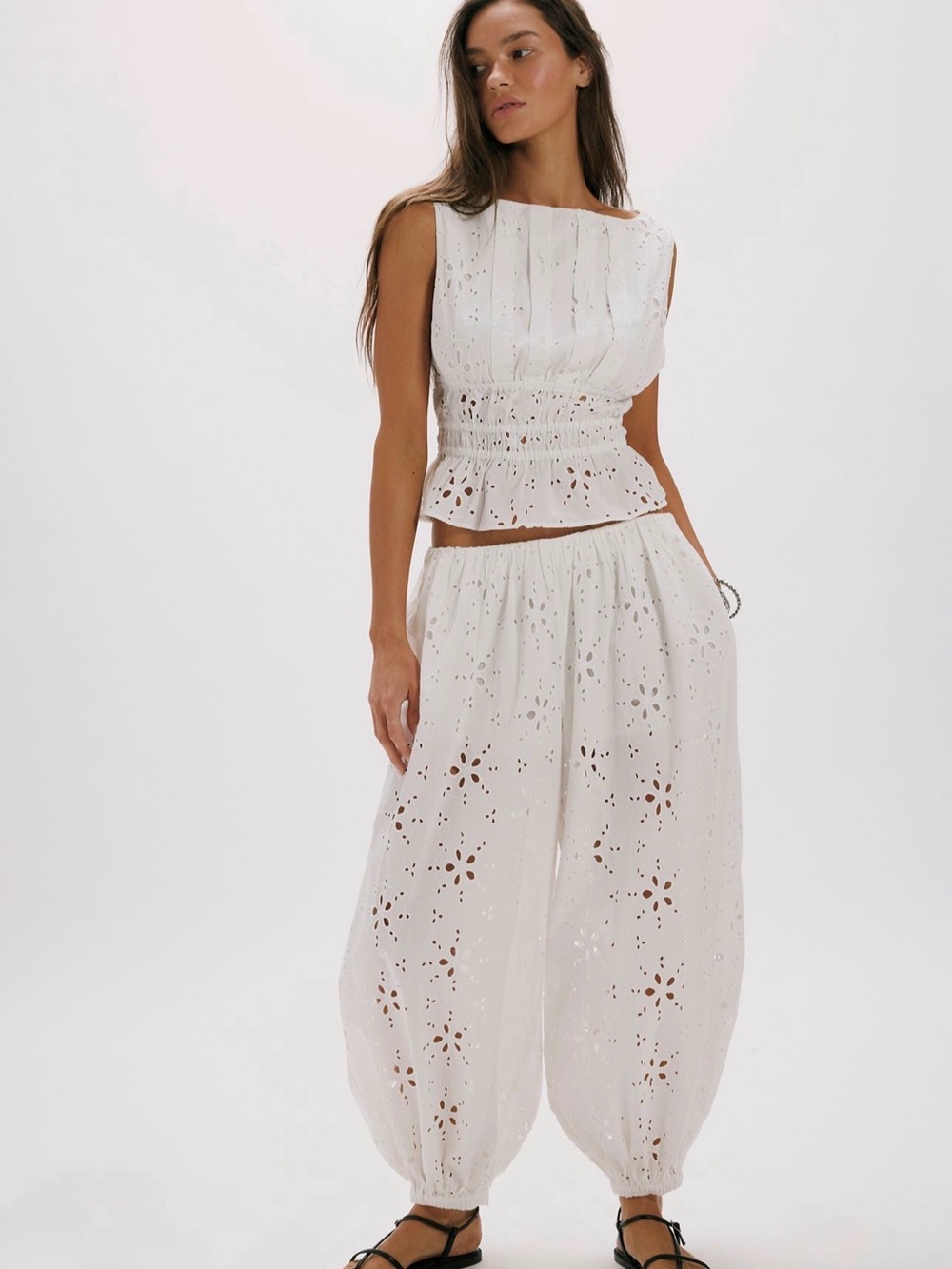 Free People Jude Eyelet Pant Set